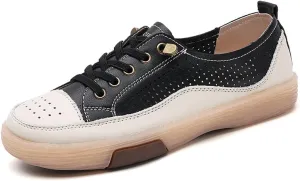 Women's Leather Sneakers Oxford Shoes Non Slip Breathable Leather Shoes for Business Casual Work