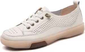 Women's Leather Sneakers Oxford Shoes Non Slip Breathable Leather Shoes for Business Casual Work