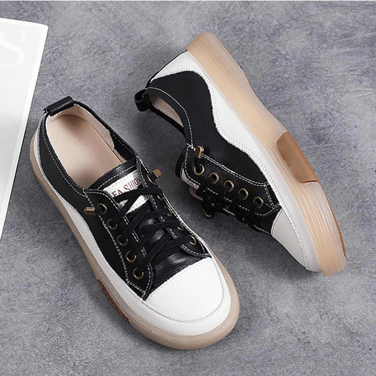Women's Leather Sneakers Oxford Shoes Non Slip Breathable Leather Shoes for Business Casual Work