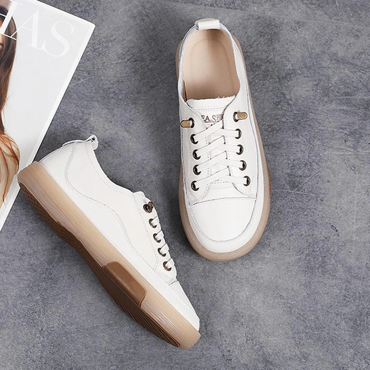 Women's Leather Sneakers Oxford Shoes Non Slip Breathable Leather Shoes for Business Casual Work
