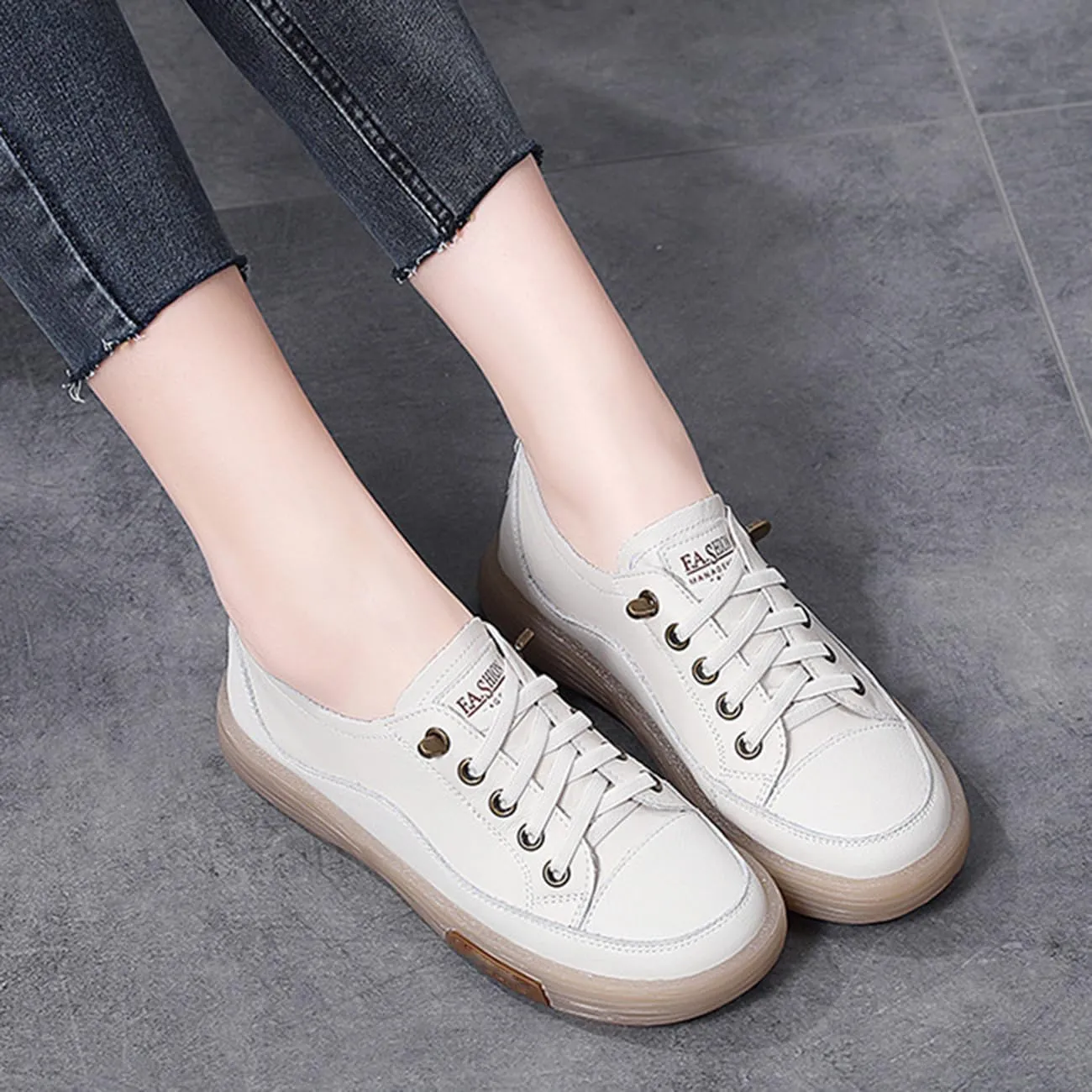 Women's Leather Sneakers Oxford Shoes Non Slip Breathable Leather Shoes for Business Casual Work