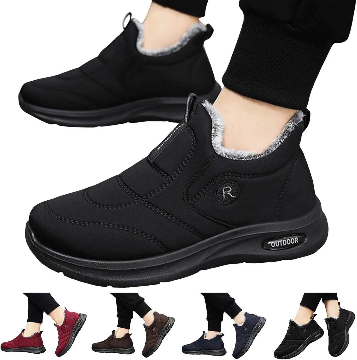 Womens Snow Boots Waterproof Winter Boots Warm Fur Lined Booties Slip on Fleece Ankle Boots Lace Up Ladies Lightweight Walking Hiking Boots