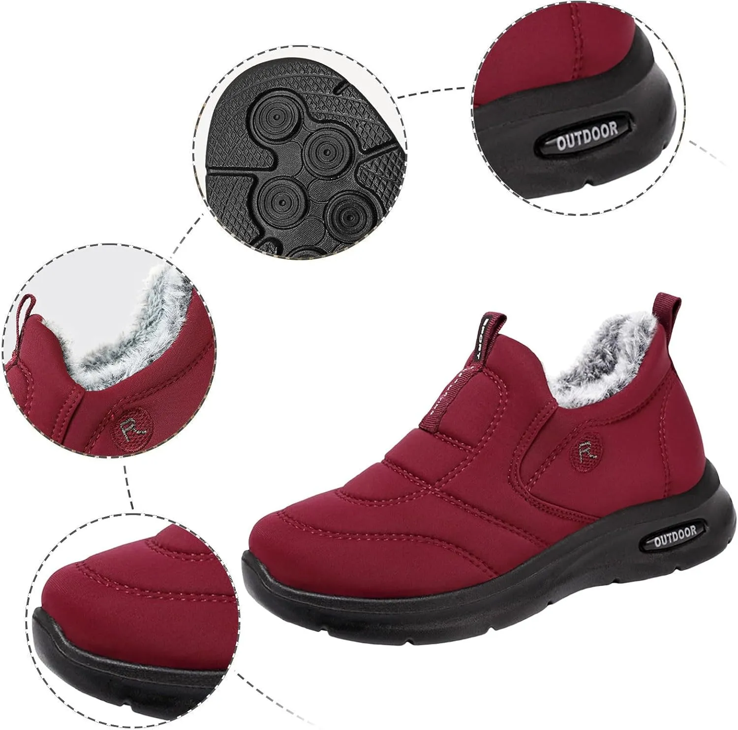 Womens Snow Boots Waterproof Winter Boots Warm Fur Lined Booties Slip on Fleece Ankle Boots Lace Up Ladies Lightweight Walking Hiking Boots
