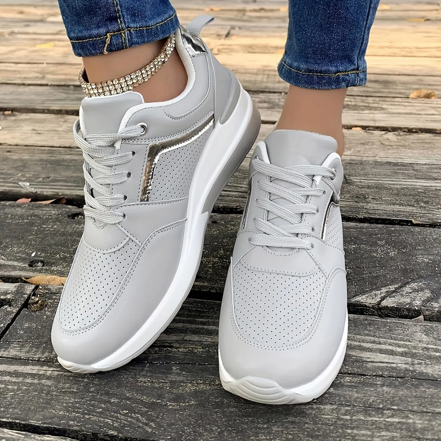 ZWRXW Platform Sneaker for Women Men Lace-Up Comfortable Casual Fashion Sneakers PU Leather Platform Shoes Unisex Non Slip Walking Shoes Footwear