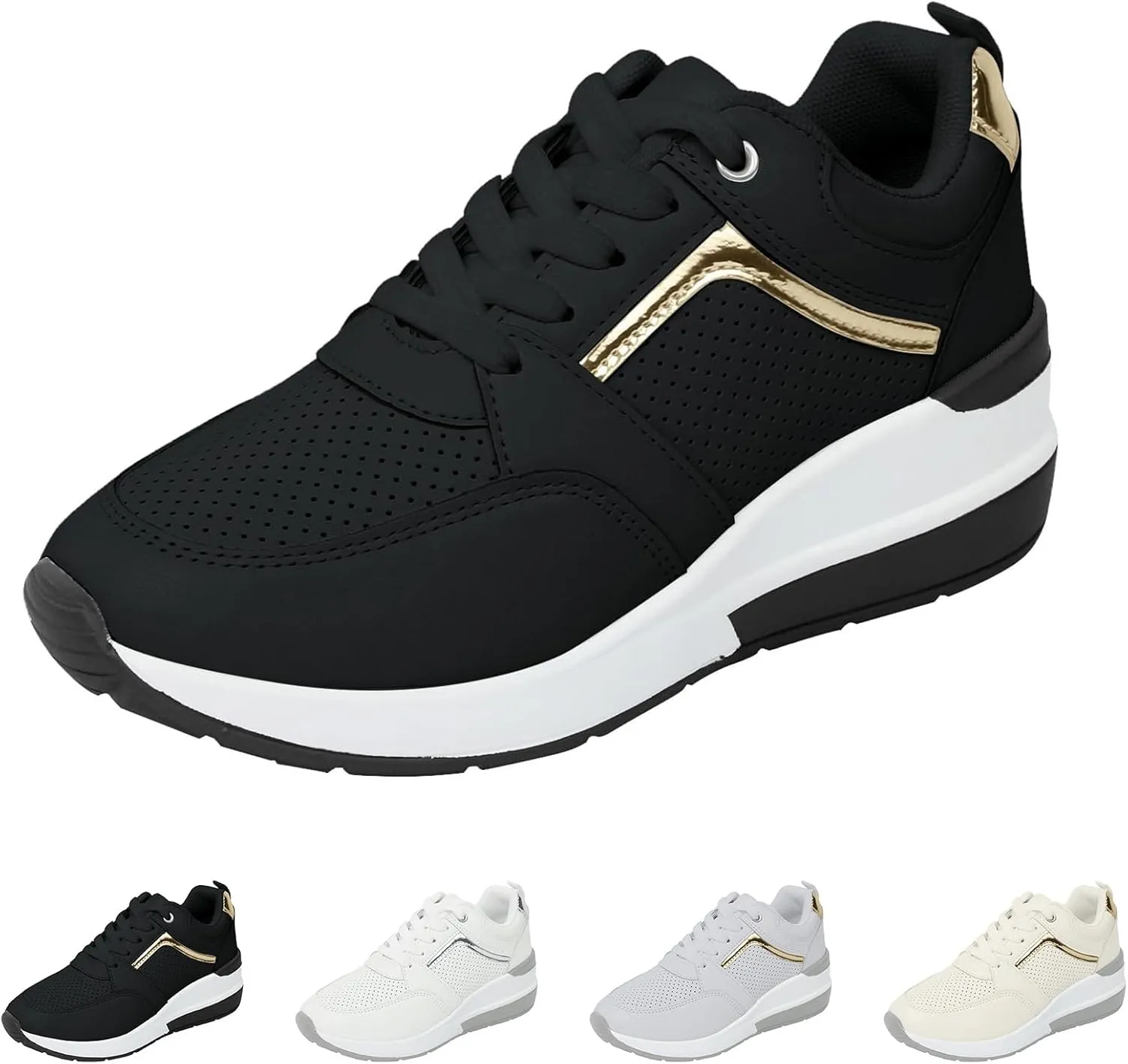ZWRXW Platform Sneaker for Women Men Lace-Up Comfortable Casual Fashion Sneakers PU Leather Platform Shoes Unisex Non Slip Walking Shoes Footwear