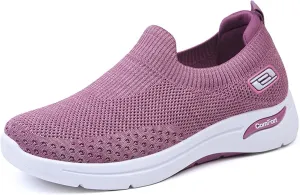 ZWRXW Womens Walking Shoes Orthopedic Slip On Air Cushion Platform Shoes Mesh Up Woven Sock Casual Ladies Fashion Sneakers Lightweight Comfortable Arch Support Sneaker with Arch Support